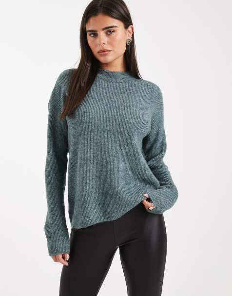 ONLY round neck jumper in green 