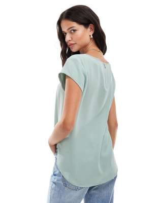 Only Zip Back Blouse In Sage Green