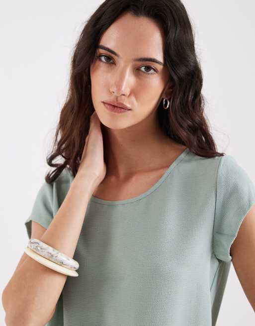 Only zip back blouse in sage green , 3 of 4