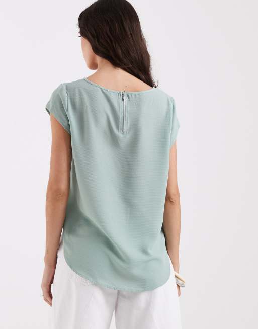 Only zip back blouse in sage green , 4 of 4