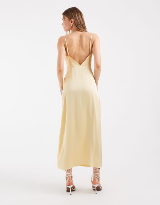 Only – Żółta satynowa sukienka maxi, 4 z 4