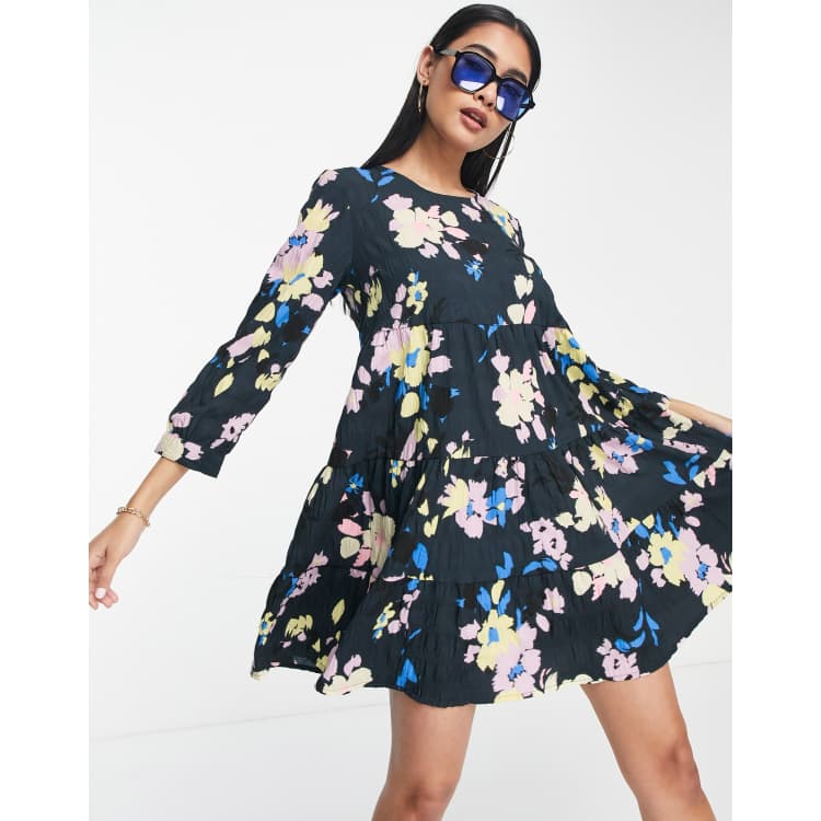 Sleeve Zozo Jurken Only Zozo Rechtvallende Mini Jurk Met 3/4 Mouwen In Blauw