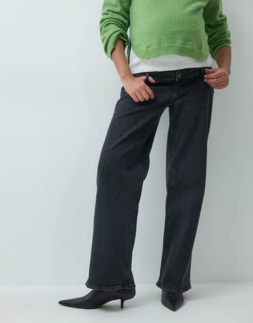 ONLY zwangerschapsjeans met wijde pijpen in zwart, 2 van 5