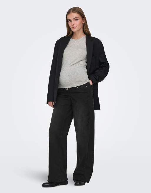 ONLY - Zwangerschapskleding - Jeans met wijde pasvorm in zwart met wassing, 3 van 5
