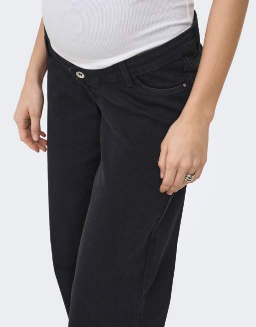 ONLY - Zwangerschapskleding - Jeans met wijde pasvorm in zwart met wassing, 4 van 7
