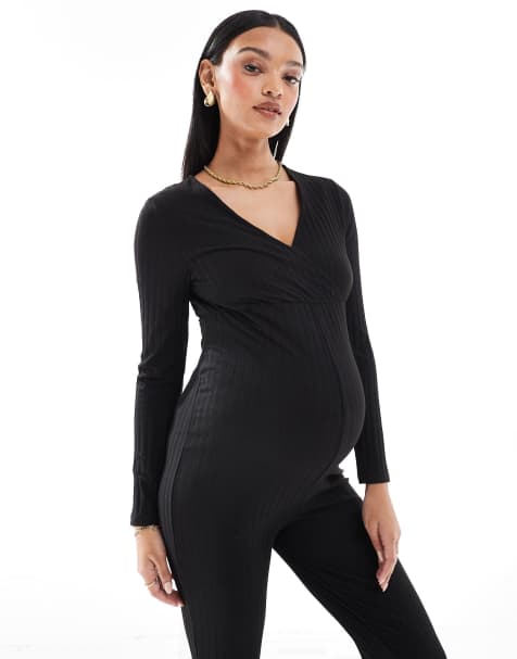 ONLY - Zwangerschapskleding - Jumpsuit van jersey met lange mouwen in zwart - view 1