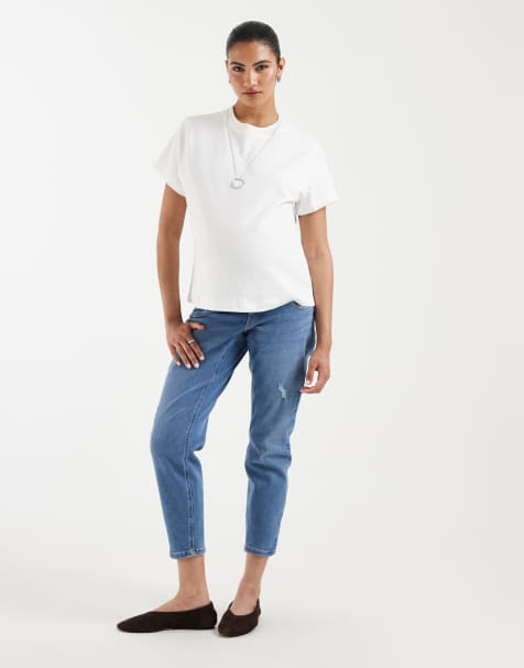 ONLY - Zwangerschapskleding - Mom jeans met hoge taille in gebleekt lichtblauw - view 1