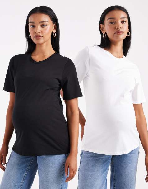 ONLY - Zwangerschapskleding - Set van 2 T-shirts in zwart en wit - view 1