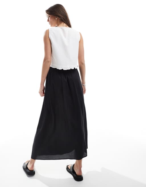 ONLY - Zwierige midi-rok in zwart, 2 van 5