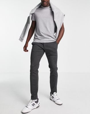 Only & Sons stretch jersey trousers in dark grey - ASOS Price Checker