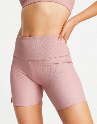 Onzie 5inch ribbed short in pink - ASOS Price Checker