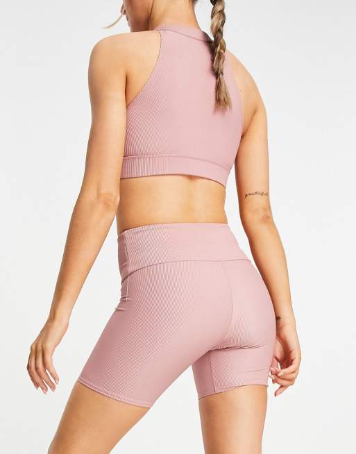Onzie 5inch ribbed short in pink, 2 of 4