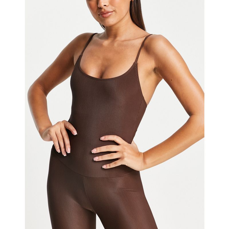 Donna 4bM9b Onzie - Body da yoga marrone cioccolato 