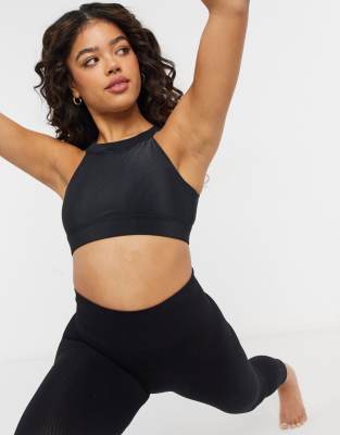 ONZIE Onzie high support ribbed yoga crop top in black