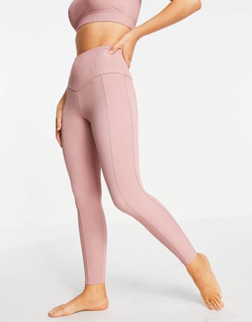 Pink ribbed clearance leggings