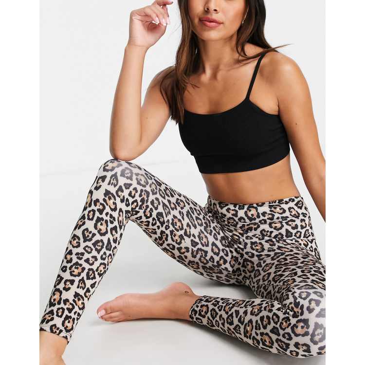 Gold Leopard Print High Waist Leopard Print Gym Leggings With