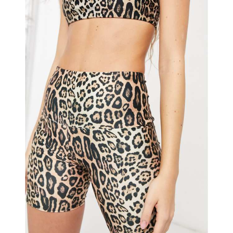 Onzie high waisted yoga legging shorts in leopard