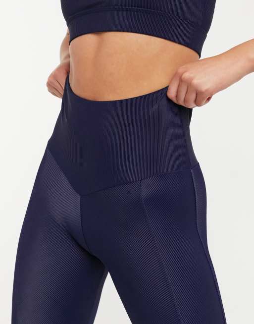 Onzie - Højtaljede leggings i marineblå ribstrik, 3 af 4