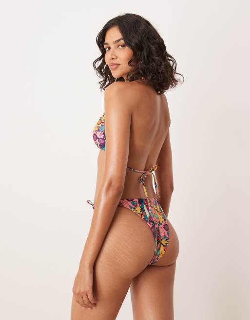OOSC – Bikinihose in Rosa mit Comic-Design und seitlichen Bindebändern, 2 von 4