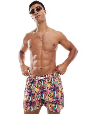 Oosc Comic Book Candy Men's Swim Shorts In Pink
