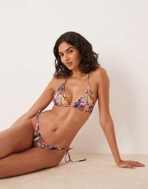 OOSC Comic book candy tie side bikini bottoms in pink, 4 of 4