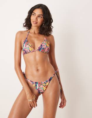 OOSC Comic book candy triangle bikini top in pink - view 1