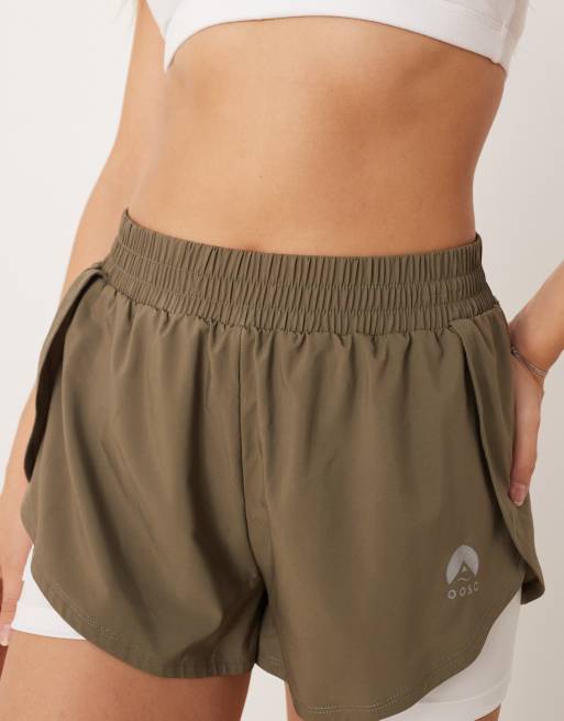 OOSC – Elite – 2-in-1-Laufshorts in Khaki, 5 von 5