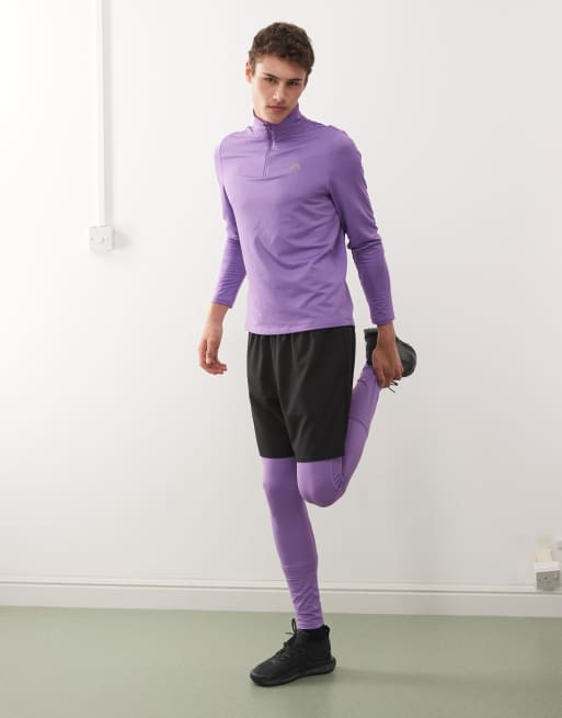 OOSC - Elite Activewear - Top viola con zip corta, 3 di 5