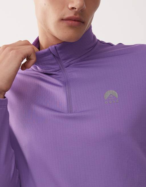 OOSC - Elite Activewear - Top viola con zip corta, 4 di 5