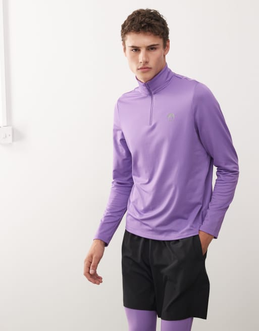 OOSC - Elite Activewear - Top viola con zip corta, 5 di 5