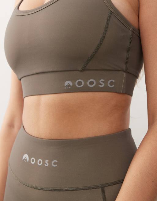 OOSC - Elite - Brassière de sport maintien renforcé avec bretelles croisées dans le dos - Kaki, 3 de 4