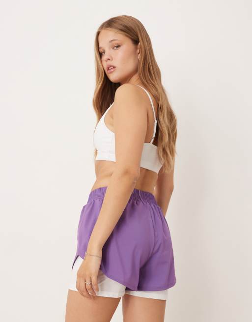 OOSC - Elite - Pantaloncini da corsa 2 in 1 viola, 3 di 5