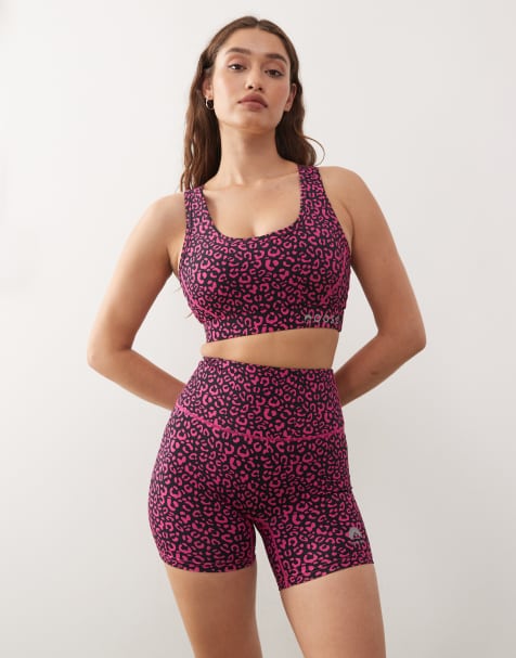 OOSC High support elite crossback sports bra in pink leopard - view 1
