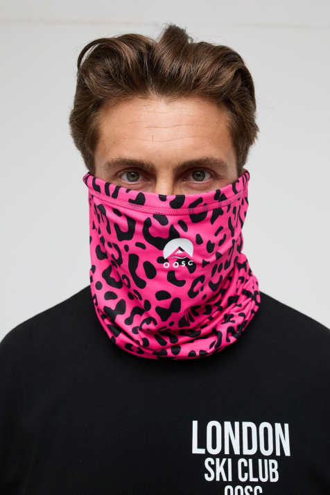 OOSC - Hotel California - Nekwarmer met roze luipaardprint in multi - view 1