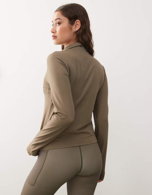 OOSC – Infinite – Cropped-Jacke in Khaki mit Reißverschluss, 4 von 4