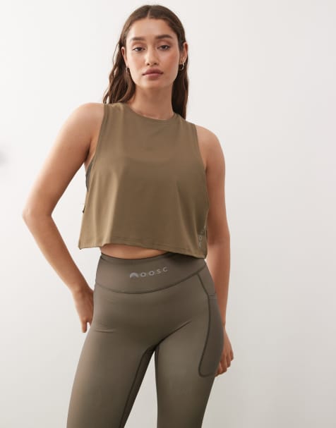OOSC Infinite cropped tank top in khaki - view 1