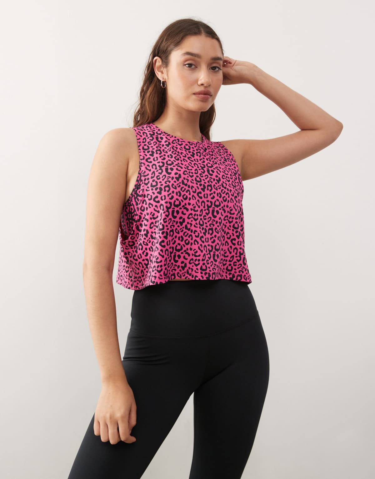 OOSC Infinite cropped tank top - pink leopard in pink
