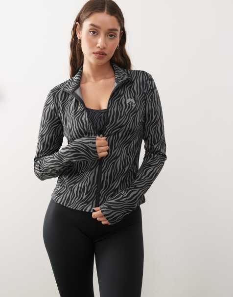 OOSC Infinite cropped zipped jacket in black tiger - view 1