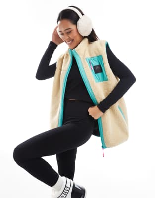 Oosc Method Sherpa Ski Waistcoat Sand Women's In Brown