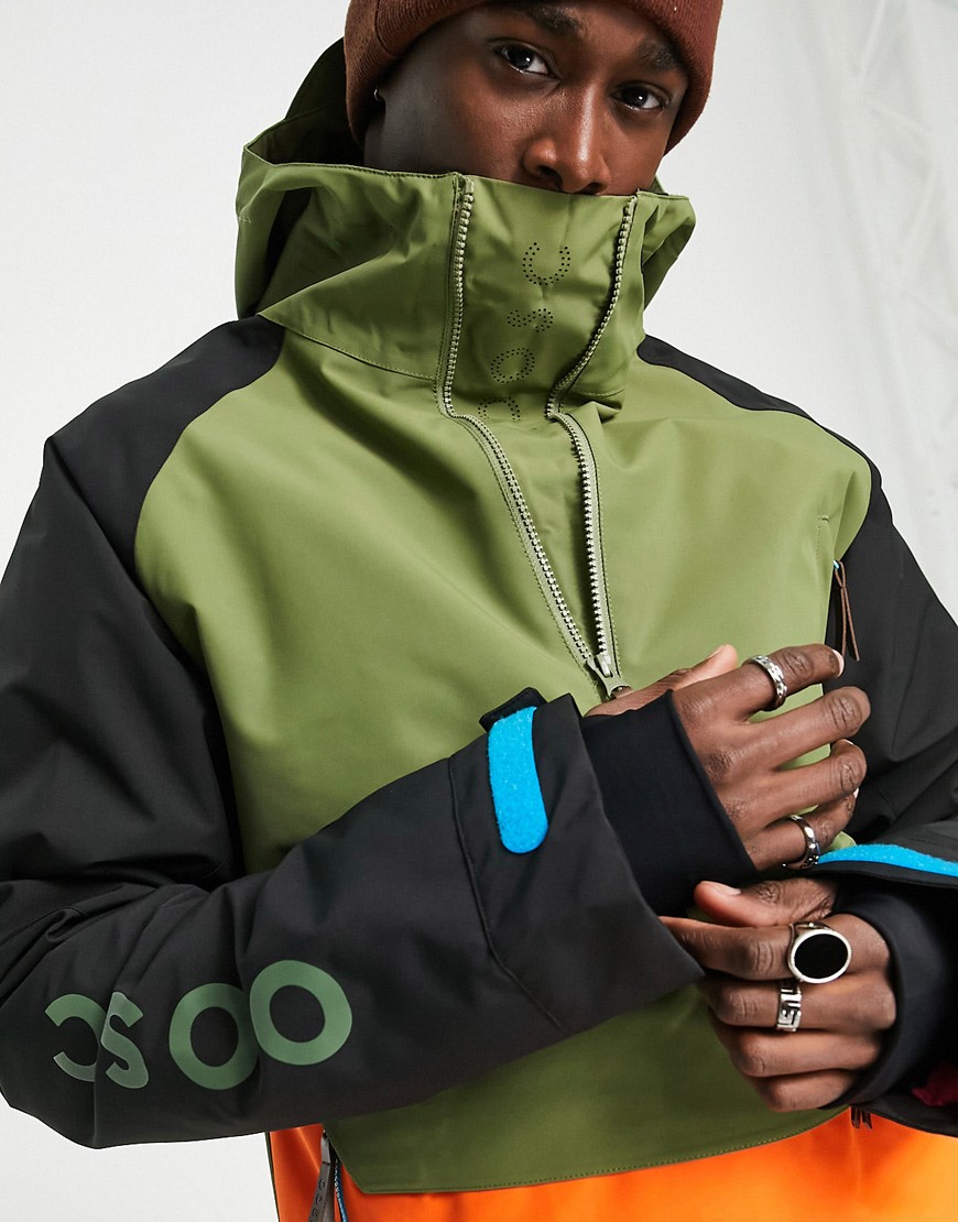 OOSC overhead ski jacket in khaki orange-Green