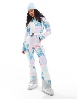 OOSC Patchwork chic ski suit in multi-Pink