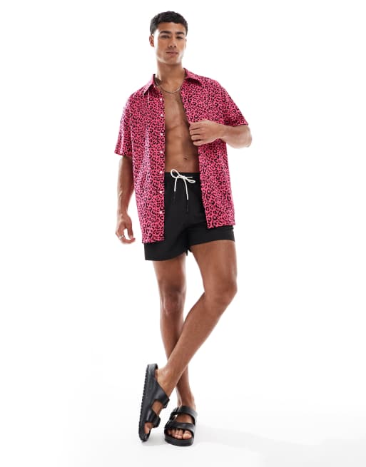【U LAN】Pig Dying Check Short Sleeve Shirt U LAN】Pig Dying Check Short Sleeve Shirt