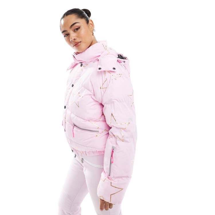 OOSC Pink with stars chic ski puffer jacket in pink ASOS