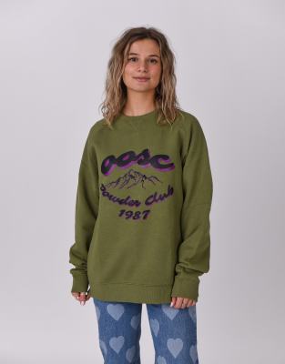 OOSC - Powder Club - Sweatshirt in Khaki-Grün