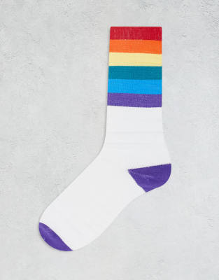 OOSC - Rainbow Road - Bunte Ski-/Snowboardsocken-Weiß