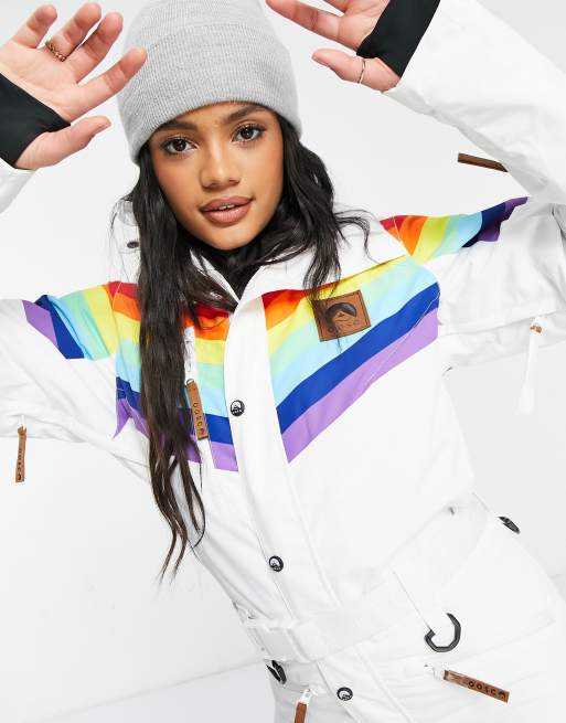 OOSC Rainbow Road Combinaison de ski pour femme Multicolore