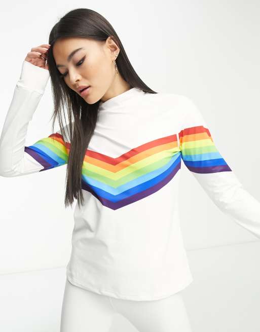 OOSC Rainbow Road ski base layer top in white