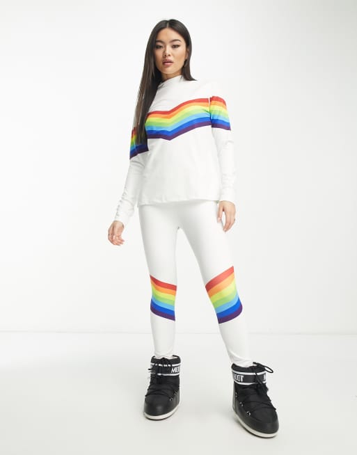 OOSC Rainbow Road ski base layer top in white