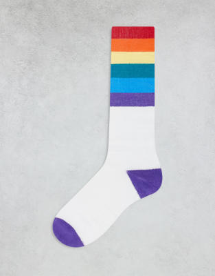 Oosc Rainbow Road Ski Snowboard Sock In White