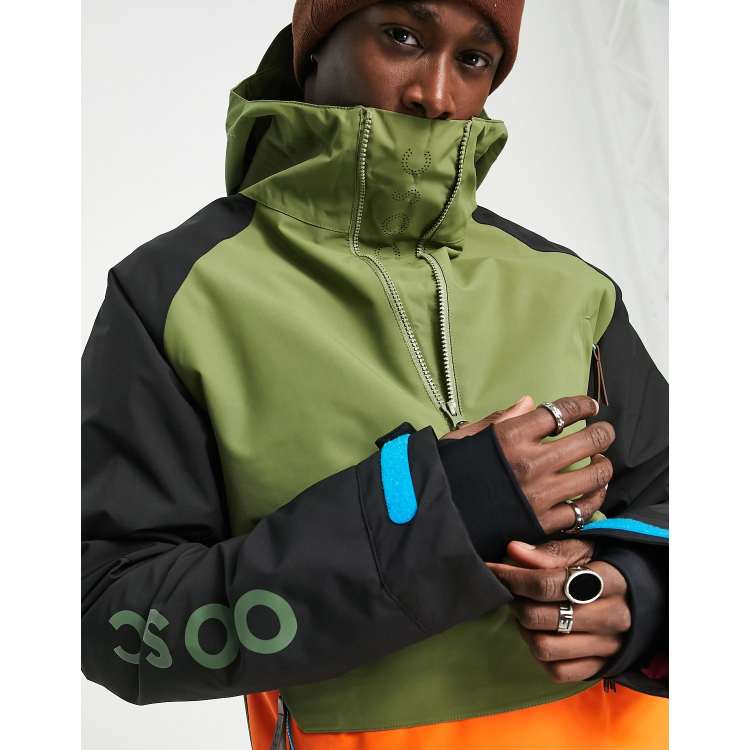 OOSC – Skijacke zum Überziehen in Khaki/Orange ASOS